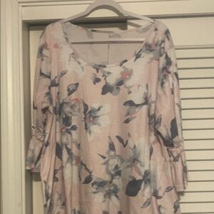 Floral Print Blouse with 3/4 Bell Sleeves